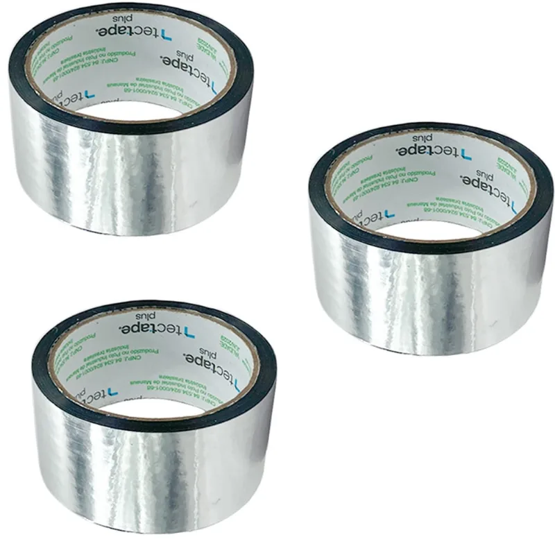 3 Fitas Adesivas Aluminizada Fita Laminada Instalação Ar Condicionado 3 Unidades 48 mm X 45 Metros