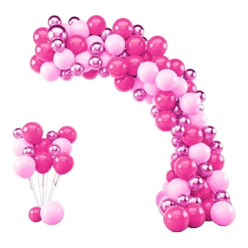 3x Kit 125 Balões Bexiga Rosa Claro + Pink + Rosa Metalizado