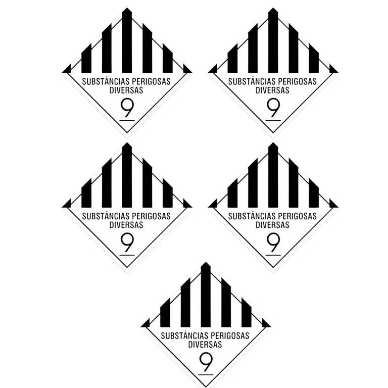 Kit 05 Placas Simbologia Subst�ncias Perigosas Diversas Classe 9 30x30 1,50MM Plastcor
