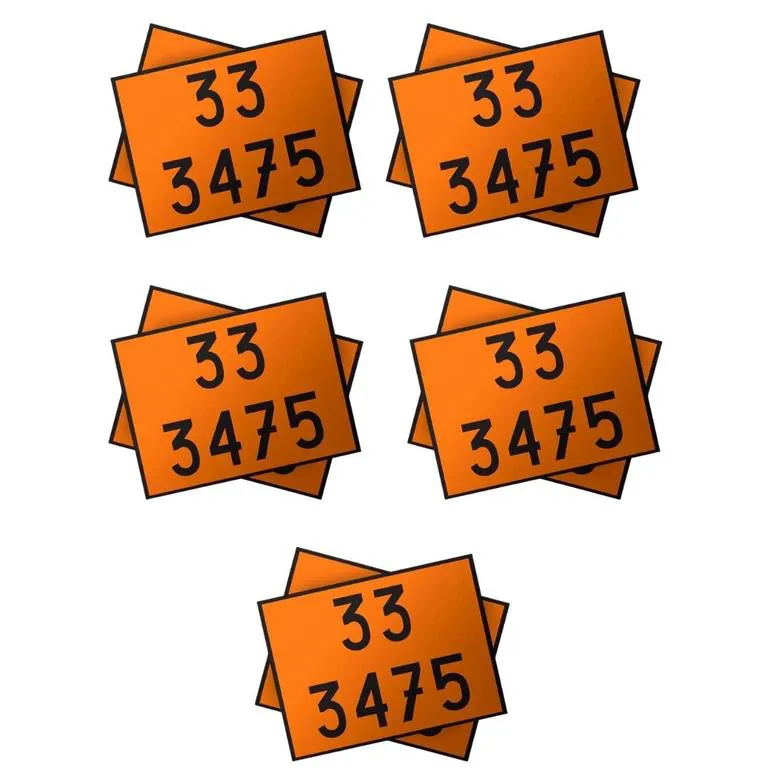 Kit 05 Placas Sinaliza��o Carga Perigosa 33 3475 30x40 1,50MM Plastcor