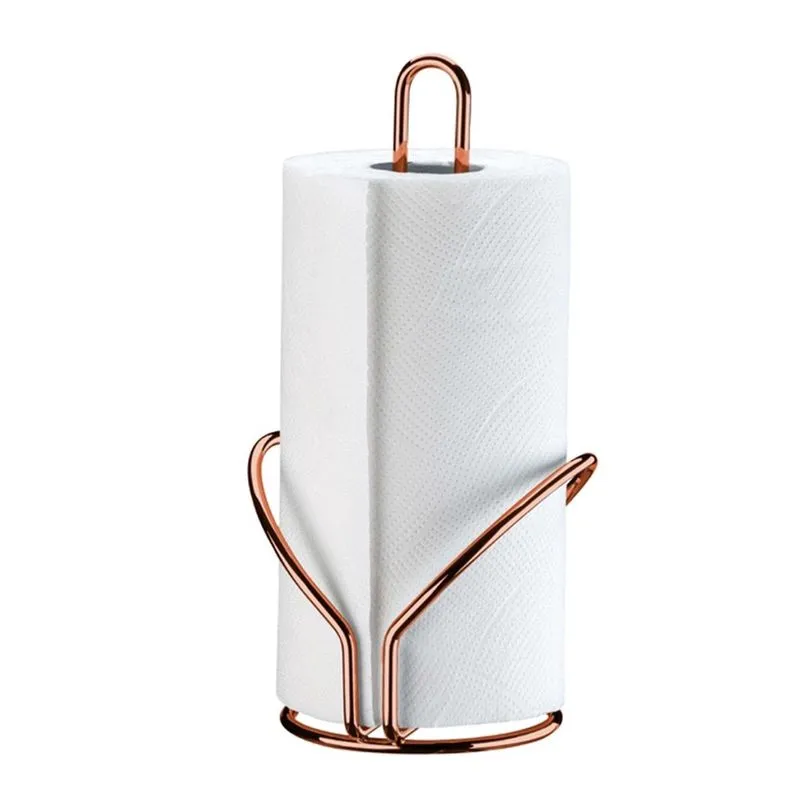 Suporte Rolo De Papel Toalha + Porta Guardanapo Rose Gold