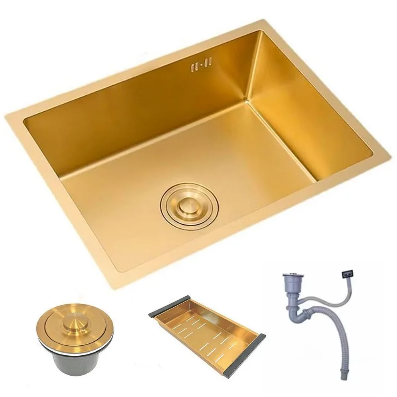 Cuba Cozinha Gourmet Nano Inox 304 Escovado 50X40 Dourada