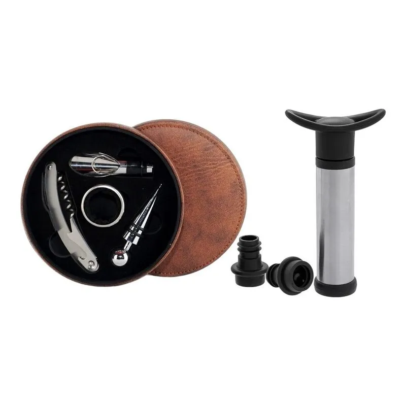 Kit Acessórios De Vinho Bomba Vácuo Bico Dosador Saca Rolhas