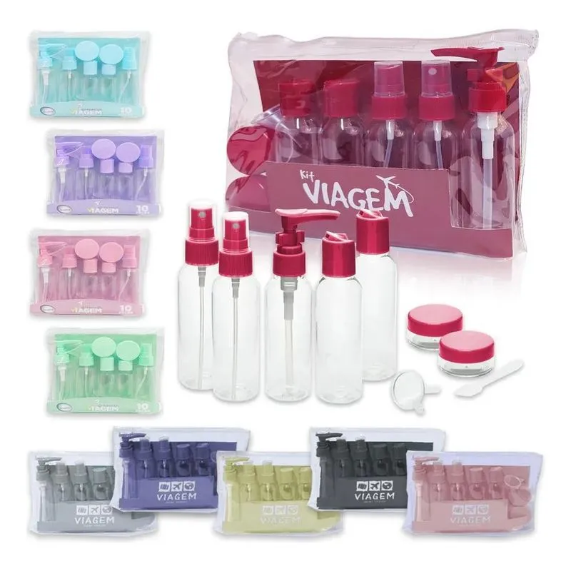 Kit De Frascos Para Viagem 10 Peças Necessaire Organizador