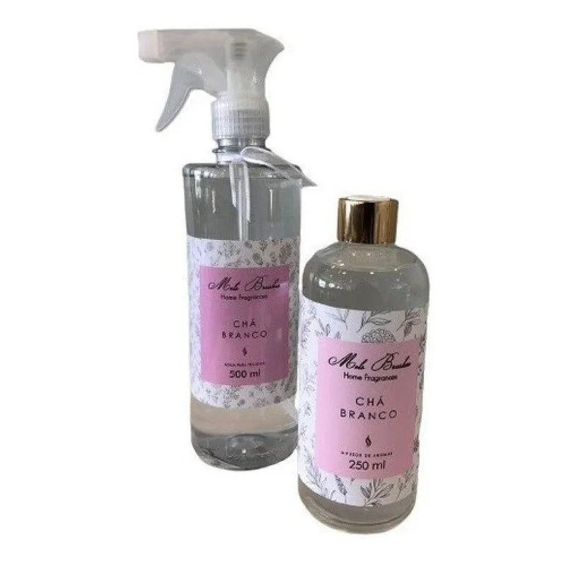 Kit Água Para Tecidos+ Difusor Aroma Chá Branco - Mels Brush