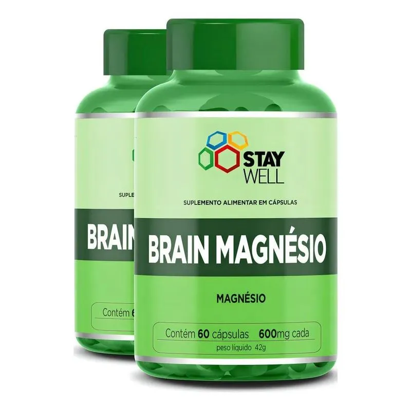 2 Potes Do Magnésio Treonato 500mg 100% Puro Com Fórmula Exc