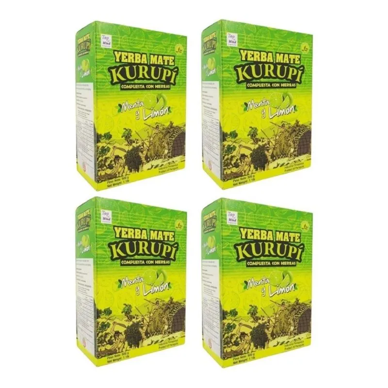 Kit 4 Unidades Erva-mate Tereré Menta E Limão Kurupi 500g