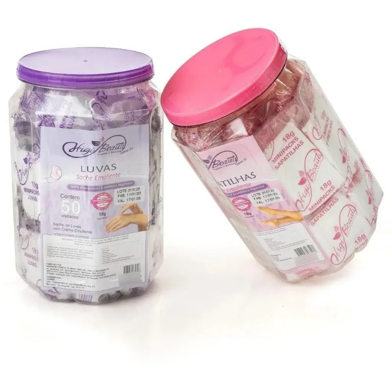 Kit 50 Luvas E 50 Sapatilhas Profissional Com Creme Unhas