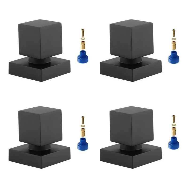 4 Acabamento Registro Quadrado 1/2-3/4+adaptador Docol Preto