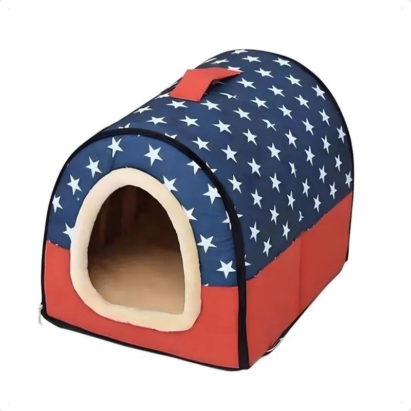 Cama De Casinha Cachorro Dobravél Almofada Macia - Vermelho
