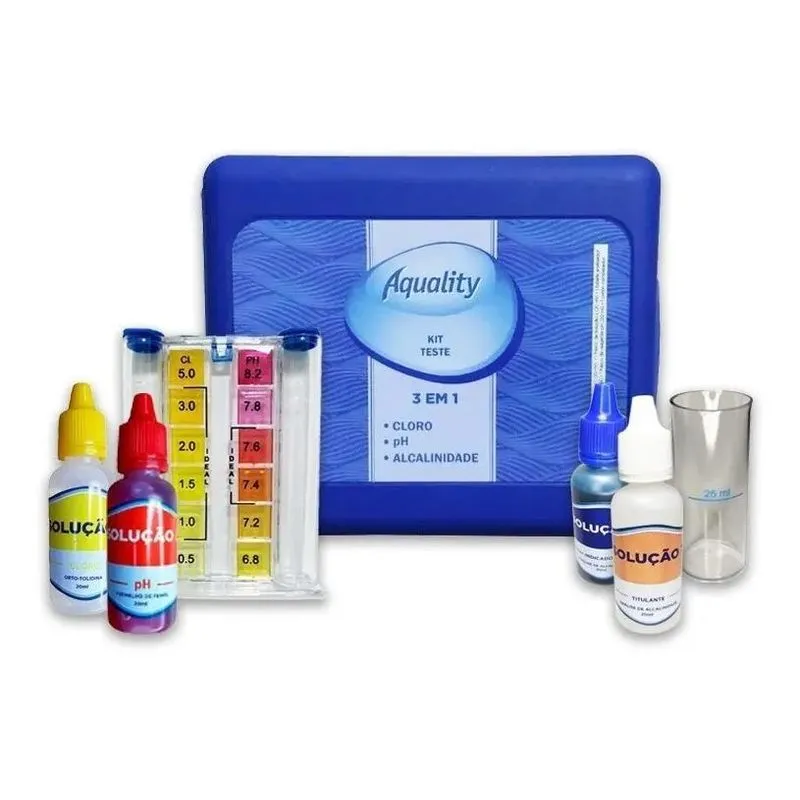 Kit Teste 3 Em 1 Ph Cloro Alcalinidade Piscina - Aquality