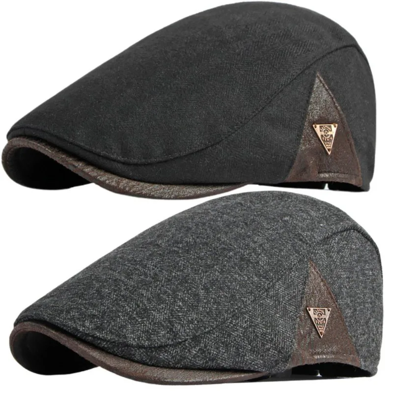 2un Boinas Italiana Premium Masculina Atemporal Cinza/preto