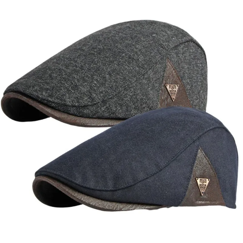 Kit 2 Boinas Italiana Premium Masculina Atemporal Azul/cinza