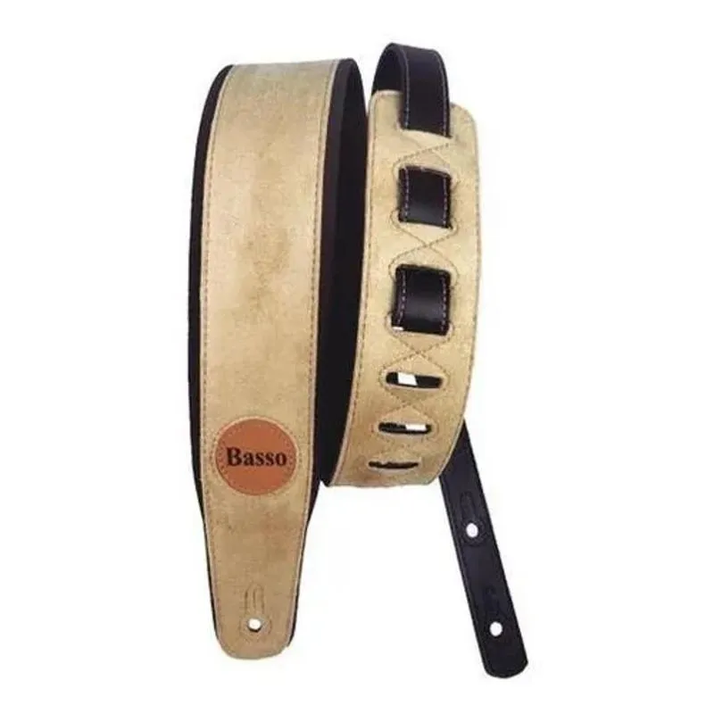 3x Correia Basso Cla01 Bege Suede Camurça Guitarra Violão