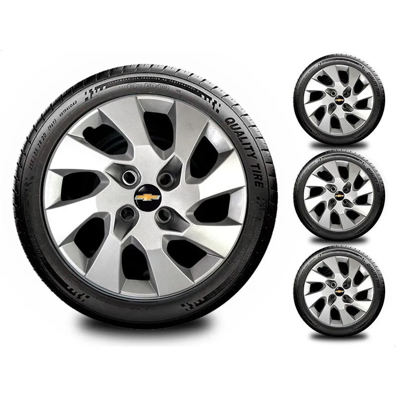Jogo 4 Calotas Aro 14 Prata Gm Onix Prisma 13 2014 2015 2016