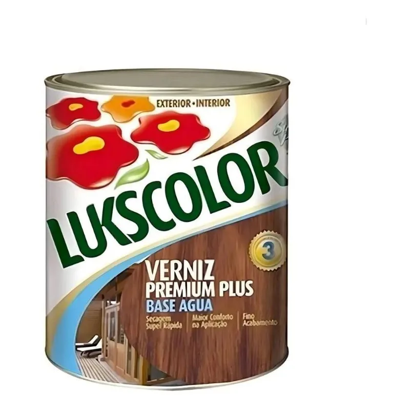 3x Verniz Base Água Madeira Cores 900ml Lukscolor Móveis 1/4