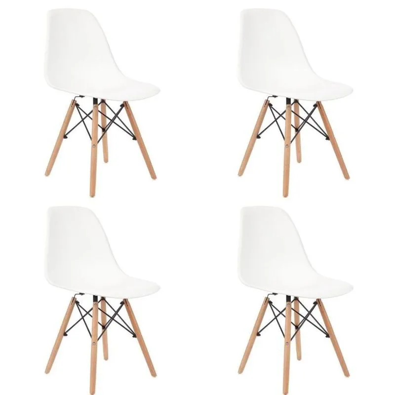 Kit 4 Cadeiras De Design Charles Eames - Branco