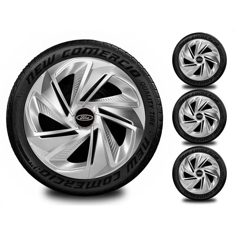 Jogo 4 Calotas Esportivas Aro 13 Todos Ford Preto Brilhante