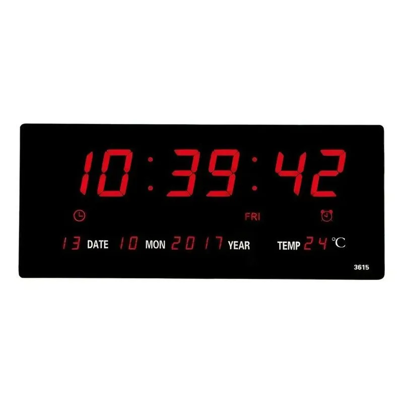 3x Relógio Parede Led Digital Grande Calendário Temperatura