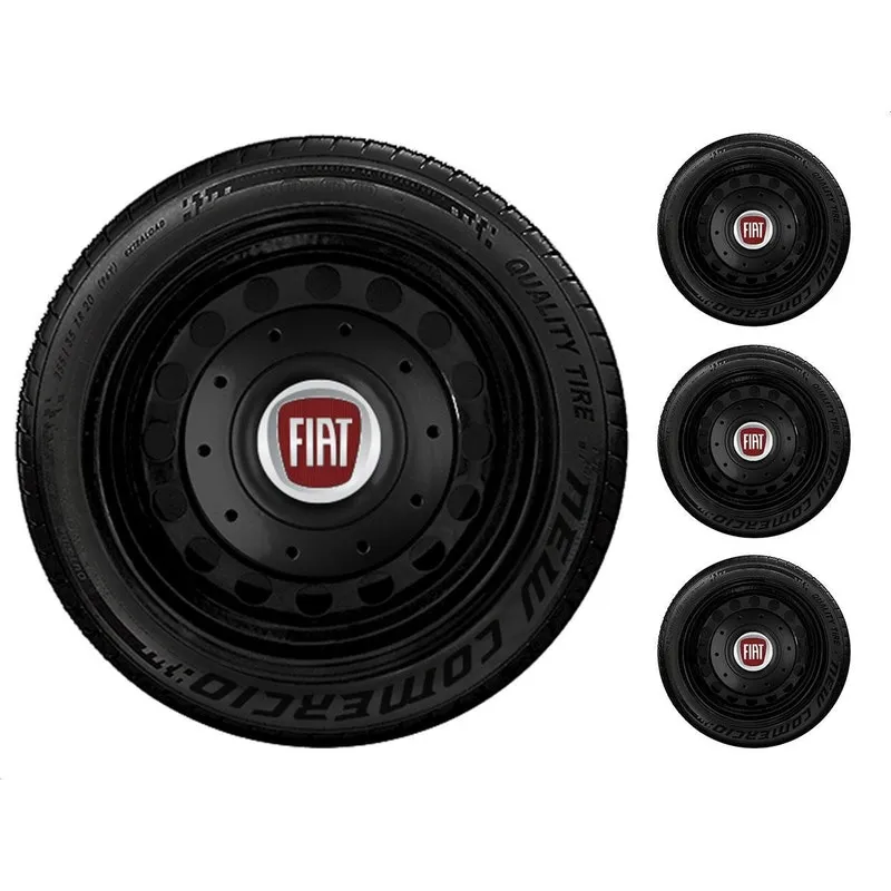 Jogo 4 Calotinhas Amarok 4 Furos Aro 13 Garra Baixa Fiat