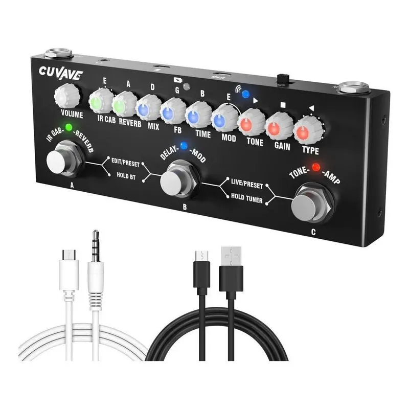 3x Pedal De Efeito M-vave Cube Baby Preto Multifuncional Gui