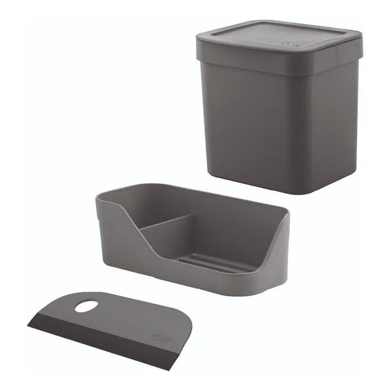 Utensílios De Cozinha Lixeira Porta Detergente Rodinho Cinza