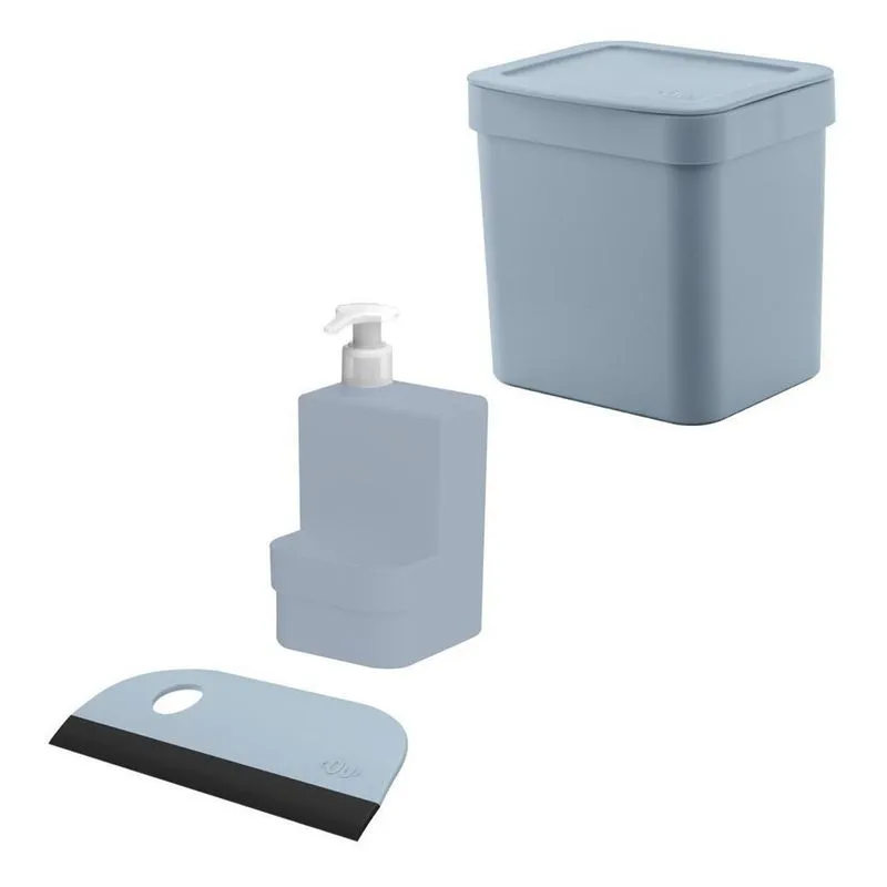 Utensílios De Cozinha Lixeira Dispenser Detergente E Rodinho