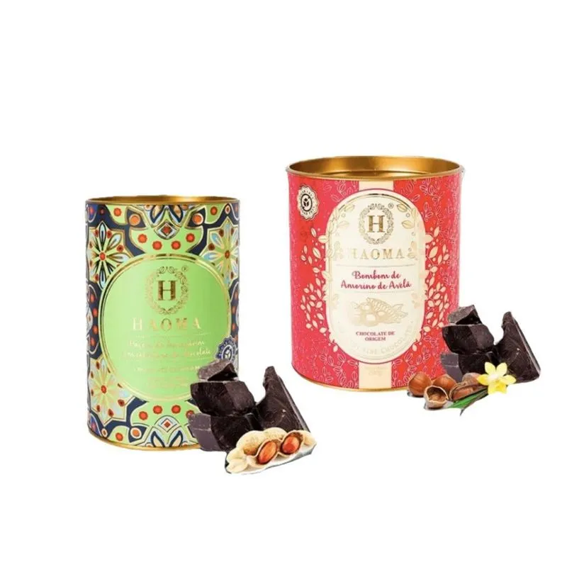 Haoma Bombom Chocolate Belga Paçoca E Amorilo 2 Latas Kit