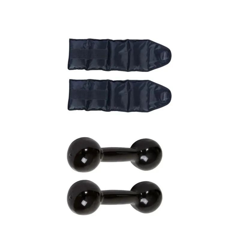 Halter Emborrachado 3kg Par + Caneleira 2kg Par Musculação
