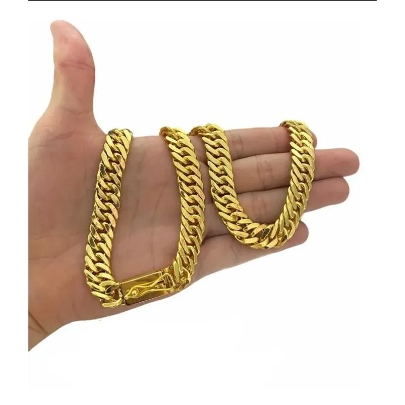 Corrente Masculino 13Mm Grumet Lacraia Banhado A Ouro 18K