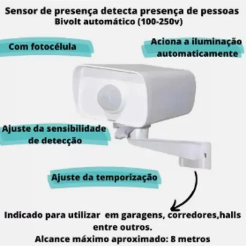 3x Sensor De Presença Iluminação Externo Branco Bivolt Mpx-4