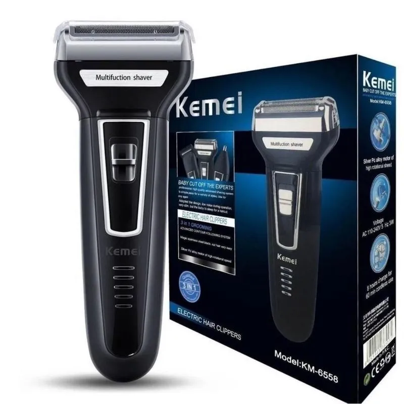 Barbeador Aparador Kemei 3 Em 1 Nariz Barba Corpo Km-6558
