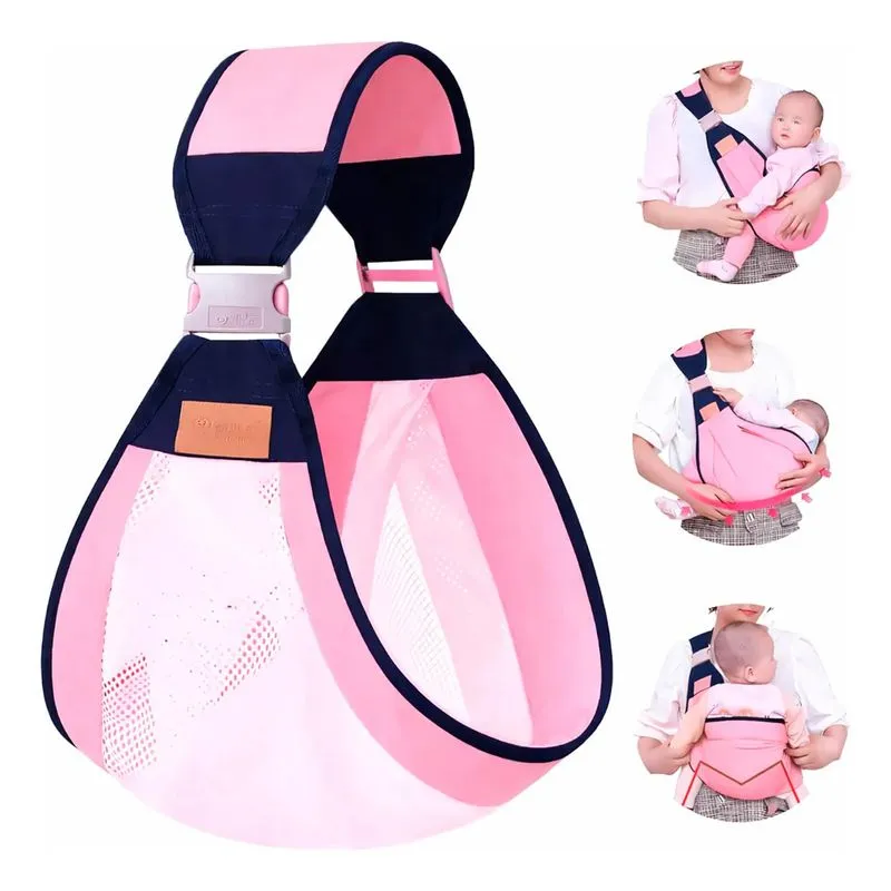 Canguru Ergonômico Baby Sling Rosa Tecido Respirável 18kg