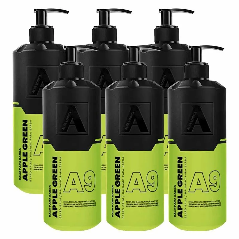 Kit 6x Balm Para Barba Apple Green A9 140ml Alfa Looks