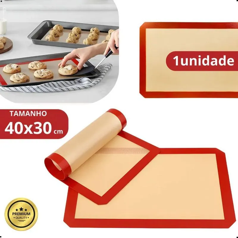 Tapete Silicone Culinário Cozinha 40x30 Antiaderente Pro