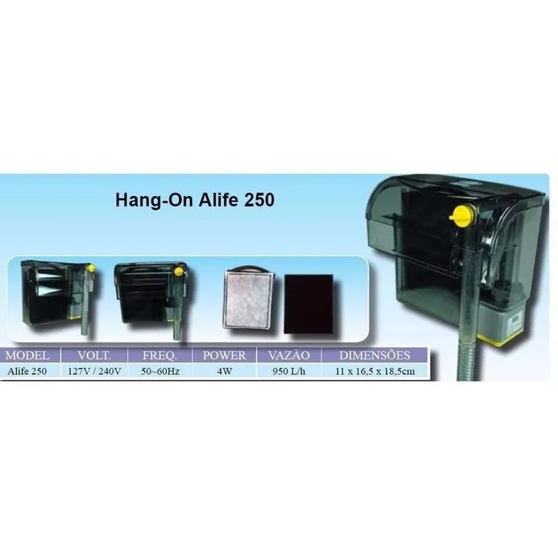 Filtro Externo Alife 250 950l/h P/Aquário Ate 240Litros 110v