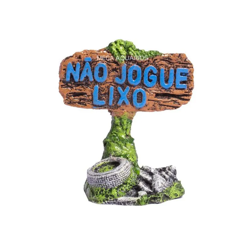 Enfeite Aquario Placa Não Jogue Lixo J39