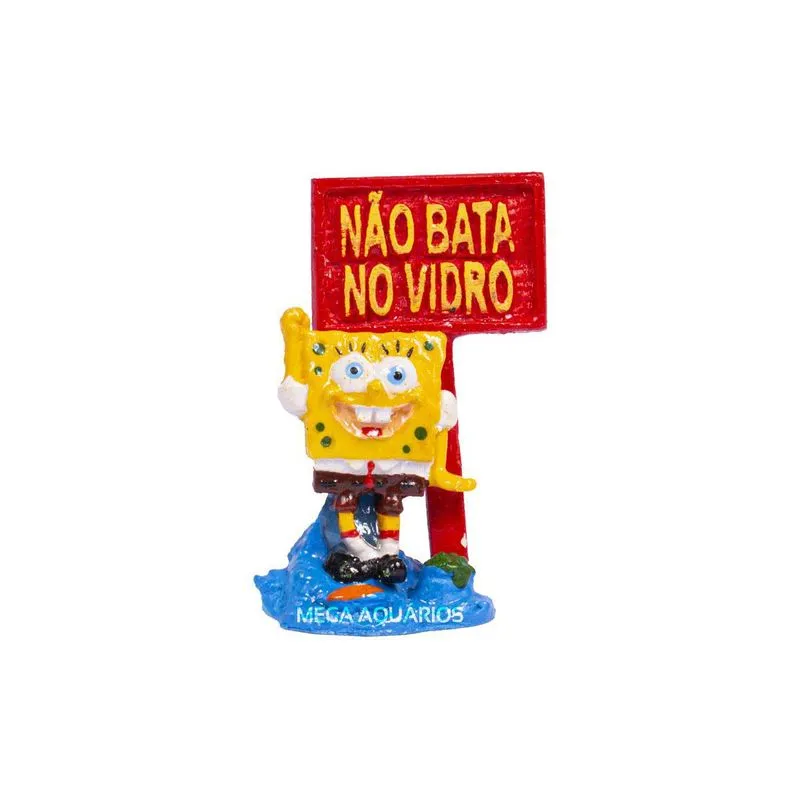 Plaquinha Não Bata No Vidro Aquário Bob Esponja J134