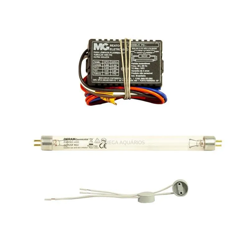 Kit Lâmpada Uv Ultra Violeta 6w Osram 22cm+ Reator + Soquete