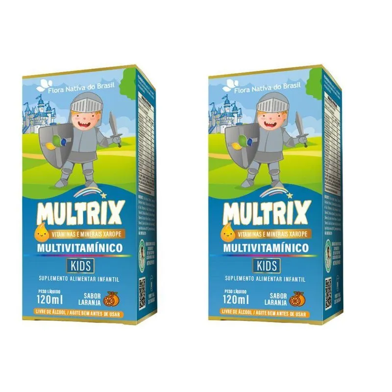 Kit 2x Multrix Xarope Infantil Vitaminas A A Z 120ml Flora