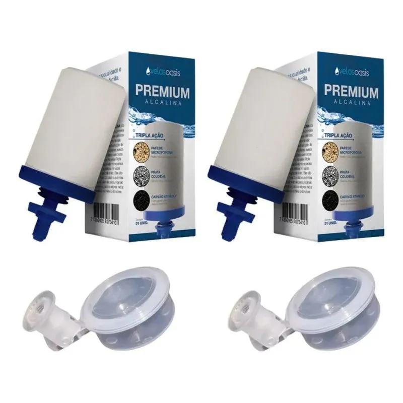 Kit 02 Vela Para Filtro Barro Alcalina Tripla Ação + 02 Boia