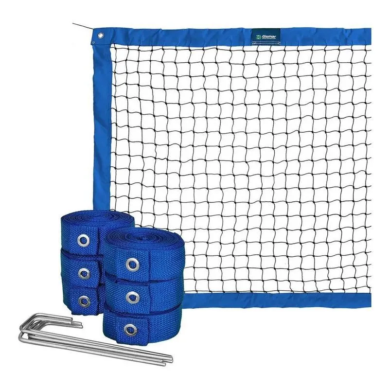 3x Kit Beach Tennis Azul - Rede + Fita De Marcação