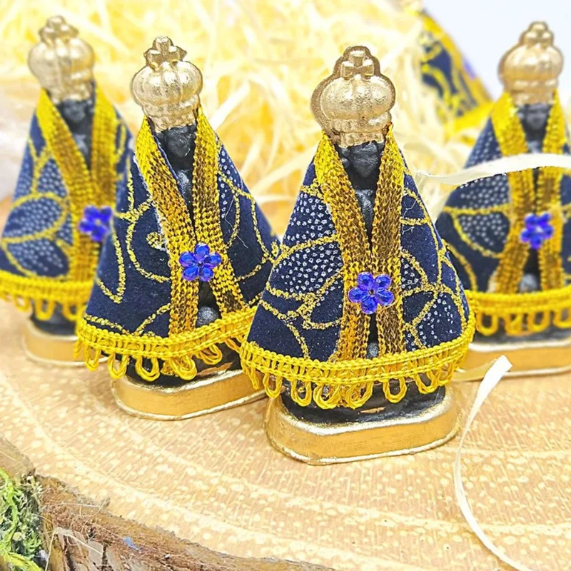 Kit 10 Unidades Mini Imagem de Nossa Senhora Aparecida Com Manto Lembrança