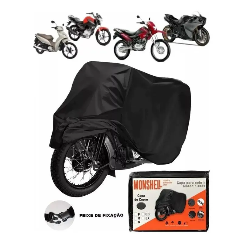 3x Capa Moto Couro Protege Impermeável Cor Preto G