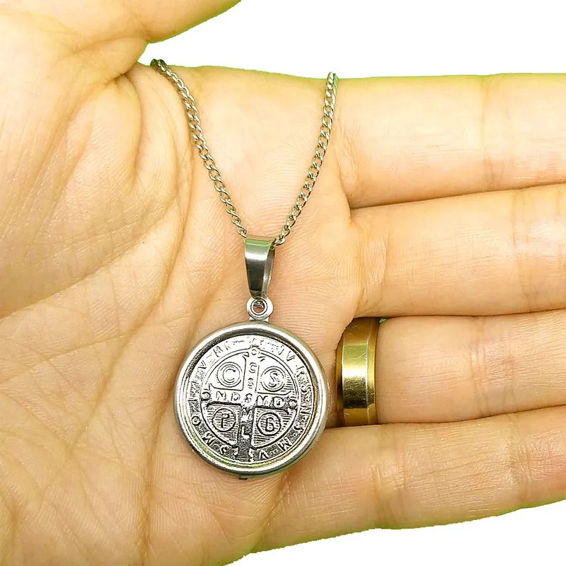 Kit 3 Cordão Medalha São Bento Prata Aço Inox
