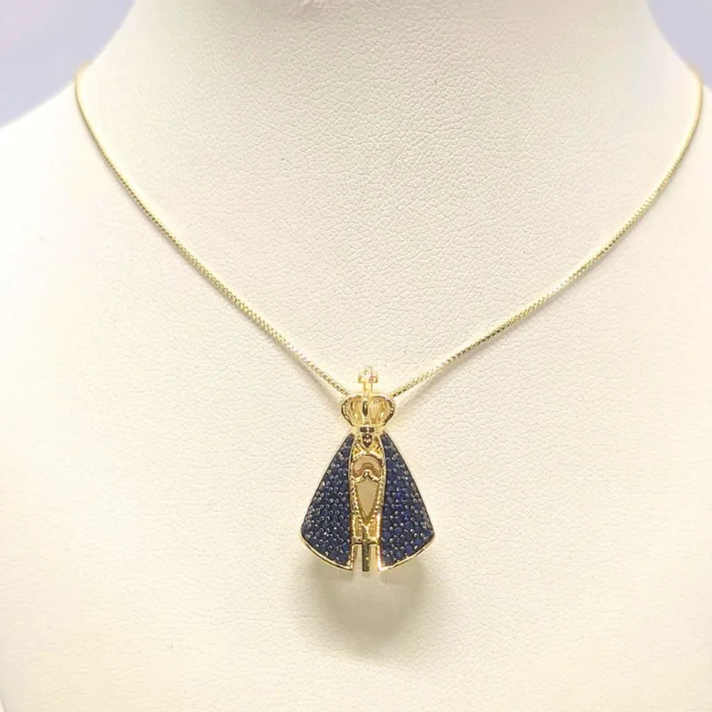 Cordão Com Pingente Nossa Senhora Zircônia Banhado Duplo
