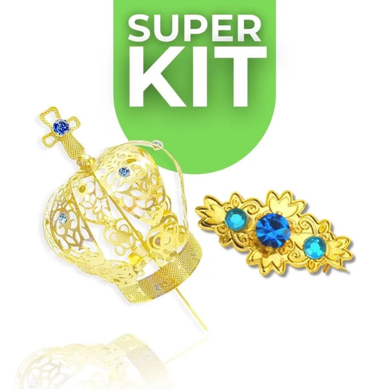 Kit 3 Combo Coroa Nº2 + Broche Nossa Senhora Aparecida 20cm