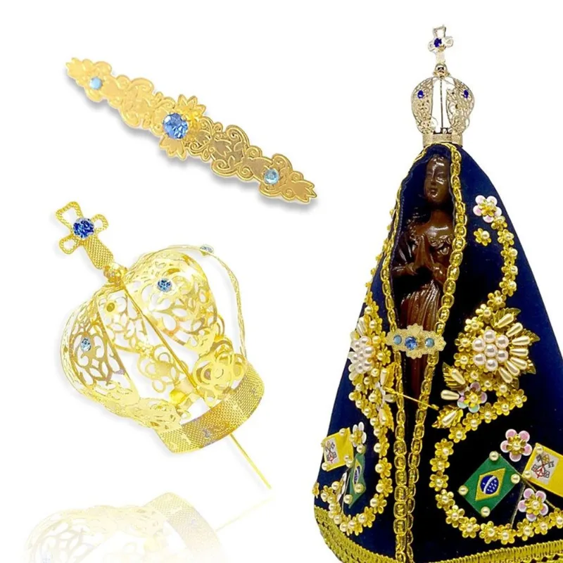 Kit 6 Combo Coroa Nº6 + Broche Nossa Senhora Aparecida 40cm