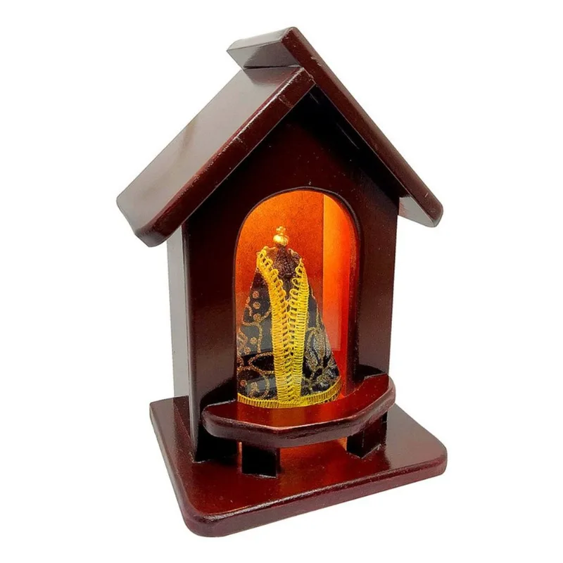Capela Oratório 21cm Madeira Mdf + Nossa Srª Aparecida Azul