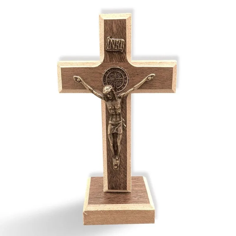 Cruz Crucifixo Mesa Em Madeira 13 Cm Pequeno São Bento
